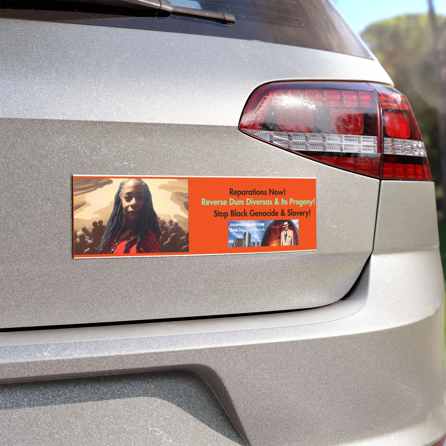 Papal Reparations Protest Car Magnet - Stop Black Genocide & Slavery
