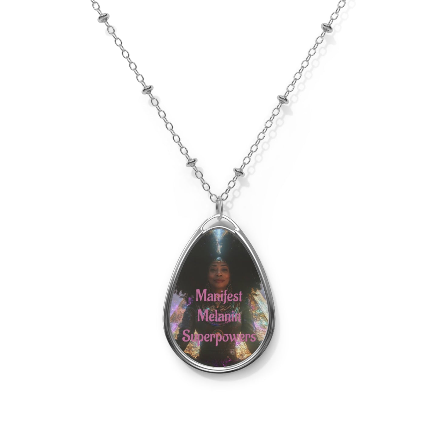 Melanin Super Powers Oval Necklace - Inspirational Jewelry for Manifestation