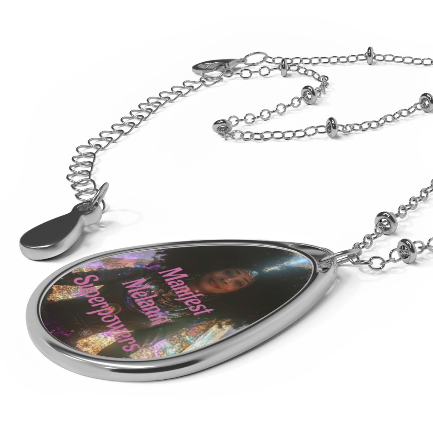 Melanin Super Powers Oval Necklace - Inspirational Jewelry for Manifestation